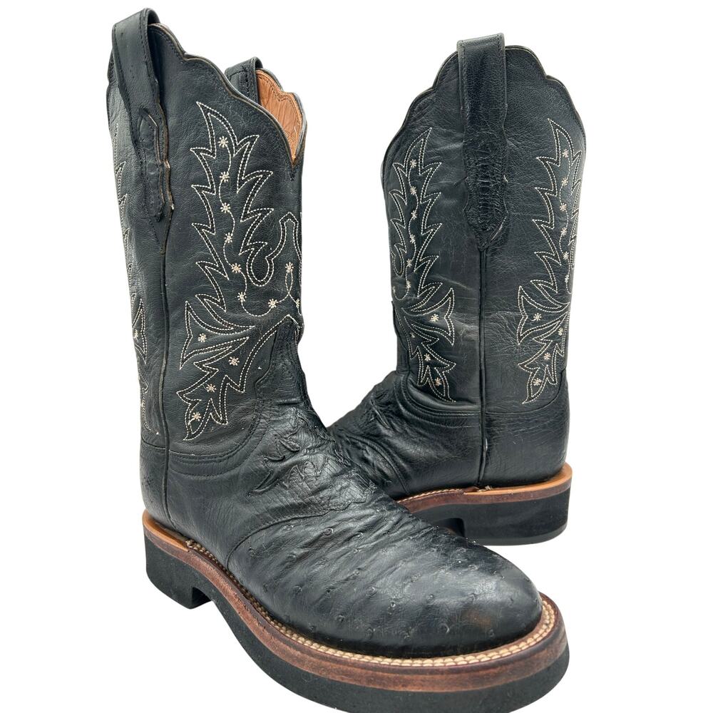 Lucchese 2000 7 Full Quill Ostrich Black Women’sWestern Cowgirl Boots - Picture 11 of 11